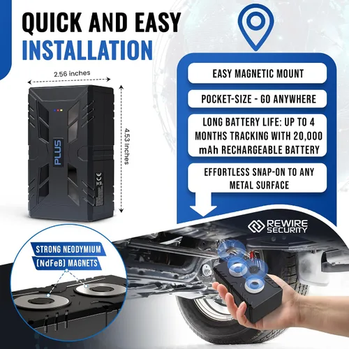 Miniatura 2 de REWIRE SECURITY 104-Plus - Rastreador GPS magnético 4G para vehículo, fácil montaje, se adapta a automóviles, camiones, furgonetas y motocicletas
