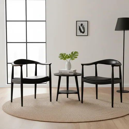 Miniatura 2 de Kennedy - Sillón de comedor moderno de mediados de siglo, silla Kennedy tapizada de poliuretano, sillón de madera de fresno para sala de estar
