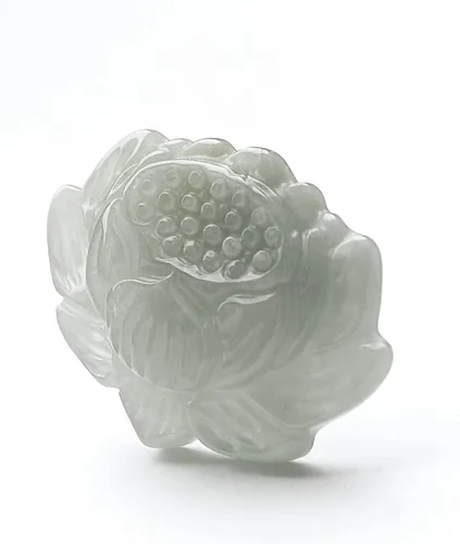 Miniatura 3 de Dahlia Collar de jade de loto, jadeíta de Birmania certificada de grado real A para belleza y pureza