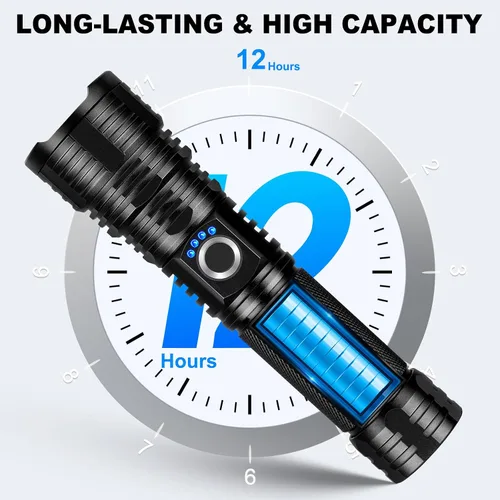 Miniatura 4 de Linternas Recargables de Alto Lumen, Paquete de 2 Linterna LED Súper Brillante de 99000 Lúmenes con 5 Modos e Impermeable, Carga Rápida USB Linterna