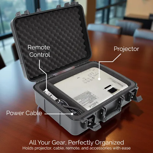 Miniatura 2 de CASEMATIX Funda de viaje para proyector de carcasa rígida compatible con proyectores Epson VS250 SVGA, VS350 XGA, VS355 WXGA con cable HDMI