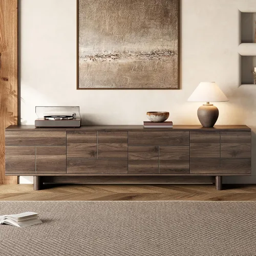 Miniatura 16 de Soporte de TV moderno de 70.8 pulgadas para televisores de hasta 80 pulgadas, centro de entretenimiento con 3 cajones y 2 gabinetes, diseño