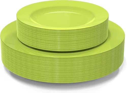 Miniatura 15 de Platos de plástico desechables, 60 paquetes Blanco