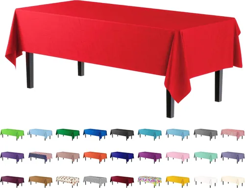 Miniatura 62 de Party Solids Paquete de 4 manteles de plástico color azul aguamarina, 54 x 108 pulgadas, mantel desechable para fiestas y pícnics