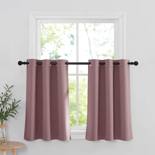 Miniatura 109 de RYB HOME Cortinas opacas de cocina de 36 pulgadas de largo, tratamiento de privacidad para ventanas pequeñas, aislamiento térmico, telón de fondo