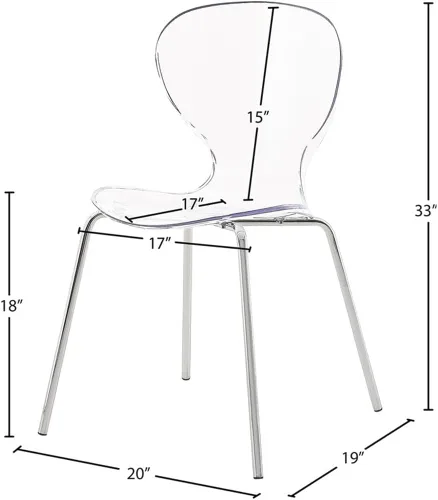 Miniatura 3 de Meridian Furniture Clarion Collection Modern - Silla de comedor apilable de policarbonato Lucite contemporánea con patas de metal resistentes, juego