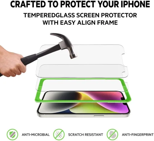 Miniatura 2 de Belkin Protector de pantalla de vidrio templado – Protector de pantalla para iPhone 14 Pro – Incluye calcomanías guía para una fácil alineación