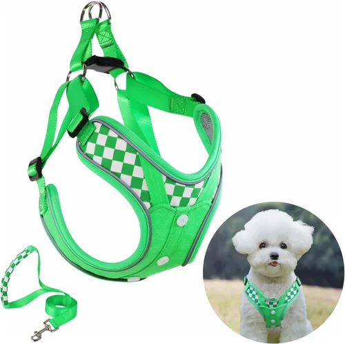 Miniatura 8 de Arnés para perro con juego de correa, arneses para cachorros con acolchado transpirable para entrenamiento y carrera de perros pequeños (XS, gris)