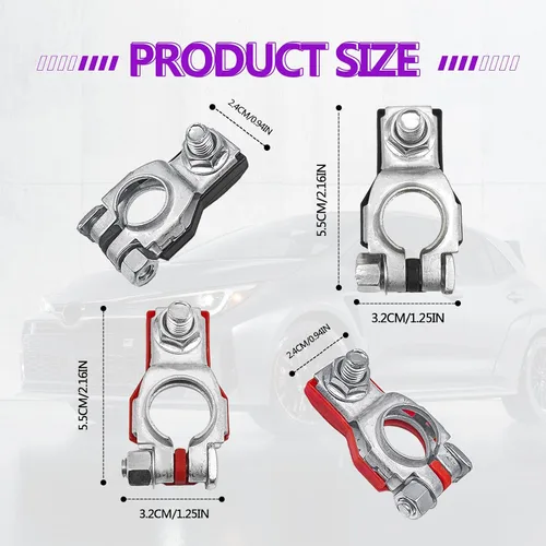 Miniatura 2 de Terminales de batería para Nissan – Positivo y Negativo Compatible con Nissan Infiniti Toyota Lexus 243407F000, 243407F001, 1 par