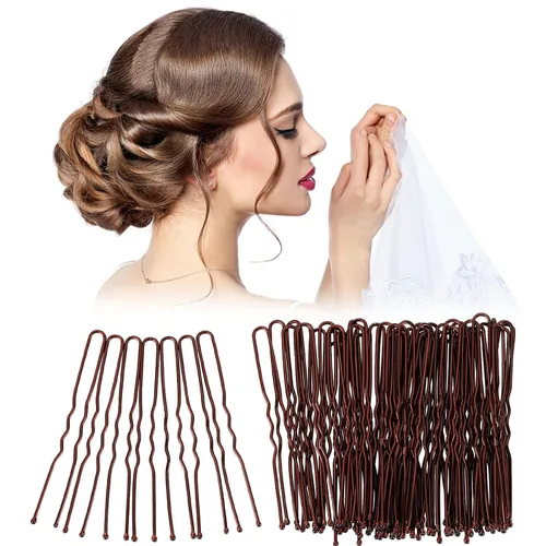 Miniatura 6 de Tbestmax 300 alfileres de moño en forma de U, para sujetar el pelo de ballet, red de pelo para mujer, 2.3 pulgadas, marrón 6CM Marrón - 300 Pcs