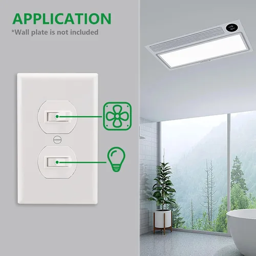 Miniatura 7 de Wengart Paquete de 2 interruptores de palanca doble, 15 amperios 120 V, interruptor de luz combinado 2 en 1, diseño que ahorra espacio para baño