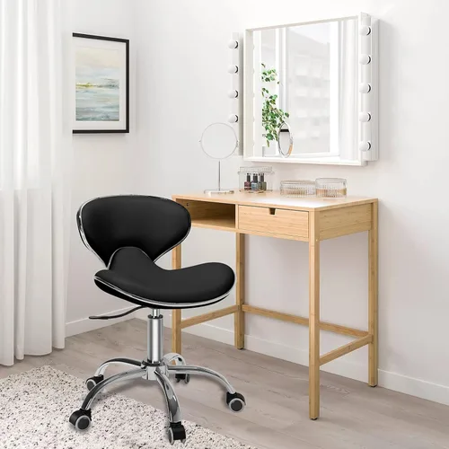 Miniatura 6 de Taburete enrollable ajustable multiusos con respaldo, barra de spa, silla de tatuaje para salón médico, silla con ruedas giratorias 360, resistente