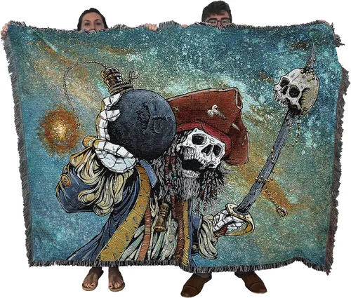 Miniatura 14 de Pure Country Weavers David Lozeau - Manta con diseño de esqueleto de pájaros de plumas, manta tejida de algodón, hecha en los Estados Unidos