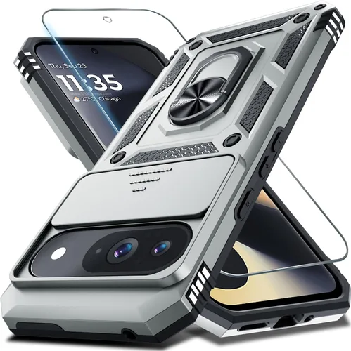 Miniatura 19 de Janmitta - Funda compatible con Google Pixel 9 Pro XL con cubierta deslizante para lente de cámara incorporada + protector de pantalla + soporte