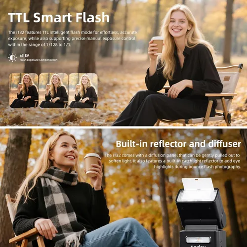 Miniatura 6 de Godox iT32 TTL HSS Flash para Canon con disparador X5-C, 1/80000s HSS 2.4G kit inalámbrico fuera de la cámara, liberación rápida magnética y USB-C