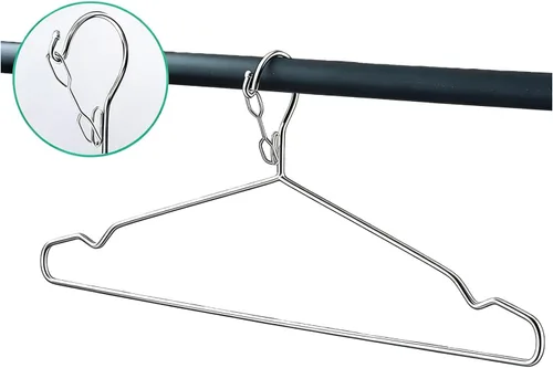 Miniatura 4 de Percha de alambre de 16.5 pulgadas con cerradura de 0.157 pulgadas, paquete de 10 perchas de acero inoxidable, delgadas, resistentes, resistentes al