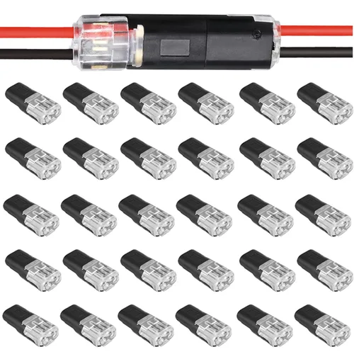 Kit de conectores de cable, conector de tira de bloqueo enchufable de doble cable, conectores eléctricos de conexión rápida con hebilla de bloqueo