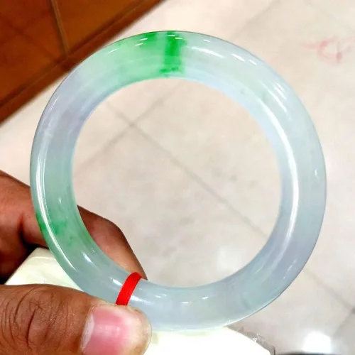 Brazalete de jade birmano para mujer, auténtico, color verde, redondo, transparente, piedra energética, jadeíta, joyería clásica (tamaño : 2.362 in)