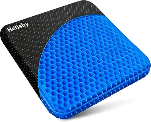 Miniatura 10 de Cojín de gel para asiento, cojín de gel doble grueso en forma de huevo para alivio del dolor por presión, cojín transpirable para silla de ruedas