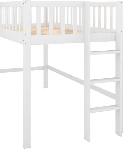 Miniatura 3 de Cama baja tipo loft de tamaño individual con escalera y tobogán, escalera y pizarra, para sala de estar, dormitorio, para niños, niñas