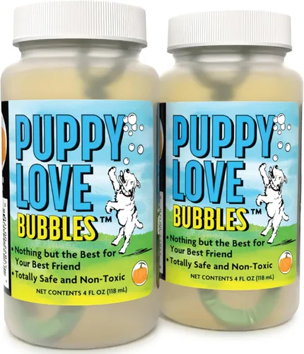 Miniatura 6 de Puppy Love Bubbles, burbujas perfumadas de mantequilla de maní de 4 onzas, paquete de 2 botellas con sabor a mantequilla de maní para perros
