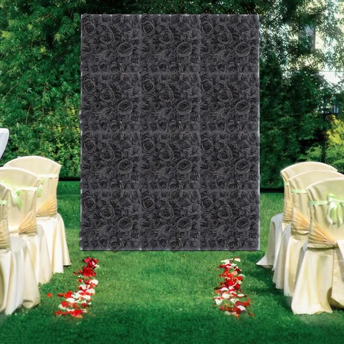 Miniatura 3 de Paneles de pared de flores 3D, 12 paneles de pared de flores artificiales, rosas de seda, fondo de pared de flores sintéticas decorativas