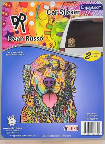 Miniatura 2 de Calcomanías de vinilo para auto con el texto "Enjoy It Dean Russo", Golden Retriever, Dorado