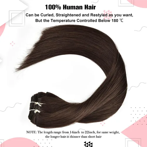Miniatura 5 de Senmy Extensiones de cabello humano real con broches, doble trama, 4.23 onzas, 7 unidades, extensiones de cabello humano Remy grueso con clip