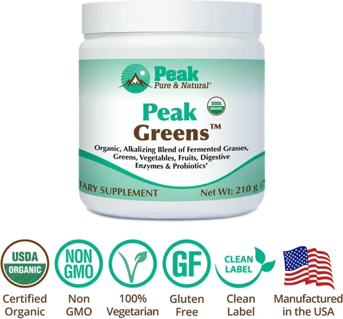 Miniatura 4 de Peak Pure & Natural Peak Greens apoya el equilibrio del pH y la alcalinidad Polvo de bebida verde superalimento Mezcla de hierba fermentada