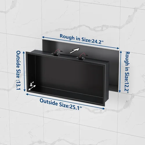 Miniatura 2 de Neodrain Nicho de ducha con luz LED no regulable, nicho empotrado integrado de pared para almacenamiento en el baño, no necesita azulejos, nicho