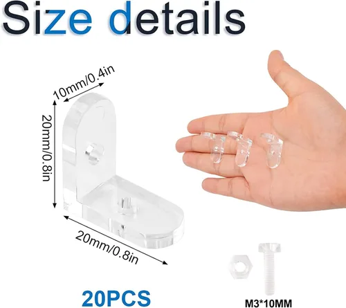 Miniatura 2 de INCREWAY Soportes en L, 20 piezas de soporte de esquina de acrílico transparente de 90 grados, soporte de esquina de ángulo recto para muebles