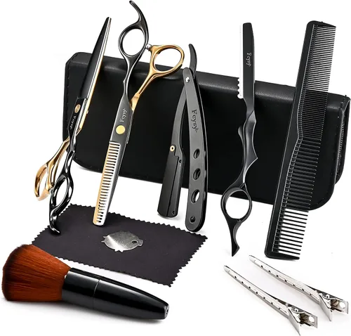 Miniatura 2 de Tijeras profesionales para el cabello, juego de tijeras para adelgazar Fcysy Barber Shears Kit de tijeras de corte de cabello, suministros