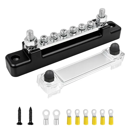 Miniatura 8 de LENKRAD Barras de autobús marinas M6 de 12 V, bloque de distribución de batería impermeable, bloque de terminales de alimentación de 150 A con 2