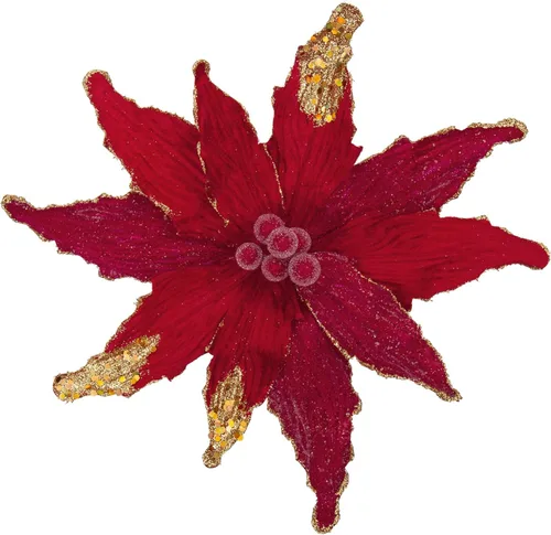Miniatura 22 de Briful Flores de Pascua con Purpurina Navideñas de Cabezas Grandes de 12 Pulgadas Adornos para Árbol de Navidad Juego de 4 Flores Artificiales