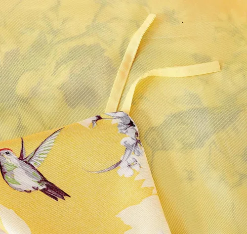 Miniatura 3 de DaDa Bedding - Funda de edredón con diseño floral amarillo radiante, colibríes, flores rojas, jardín, con fundas de almohada, brillante, vibrante