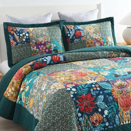 Miniatura 3 de Autumn Dream - Juego de colchas de algodón, juego de cubrecama reversible, conjunto de cubrecamas, edredón de confort, estampado floral vintage