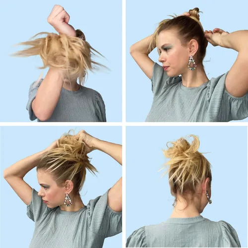 Miniatura 9 de CAISHA Prettyshop - Banda elástica grande XXL tipo postizo de cabello trenzado apenas ondulado, ideal para peinados recogidos o rodetes desaliñados