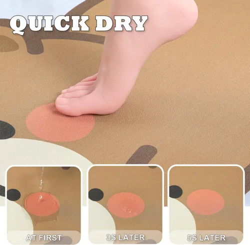 Miniatura 4 de Alfombra de baño con diseño de animales bonitos, antideslizante, súper absorbente, ultra fina, para ducha, bañera y fregadero, tapete de baño de Oso