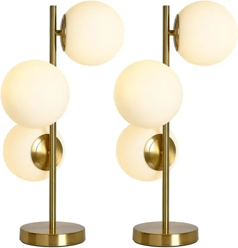 Miniatura 18 de Globe - Lámpara de mesa de noche, moderna lámpara de mesa de noche de cristal de mediados de siglo, lámpara de escritorio dorada para dormitorio, 1