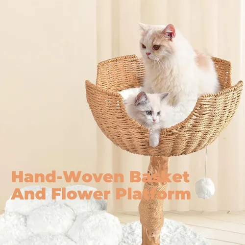 Miniatura 4 de Easyego Árbol de Gato Moderno, Torre de Árbol de Gato Estética de Madera para Gatos Grandes, Condominio de Lujo para Gatos con Postes para Rascar