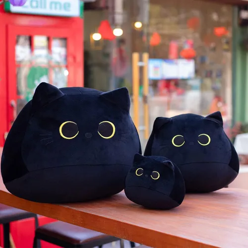 Miniatura 4 de Gato negro de peluche, juguete de felpa con forma de gato creativo, almohada suave, juguetes y regalos de muñecos lindos para novia, niños, niñas