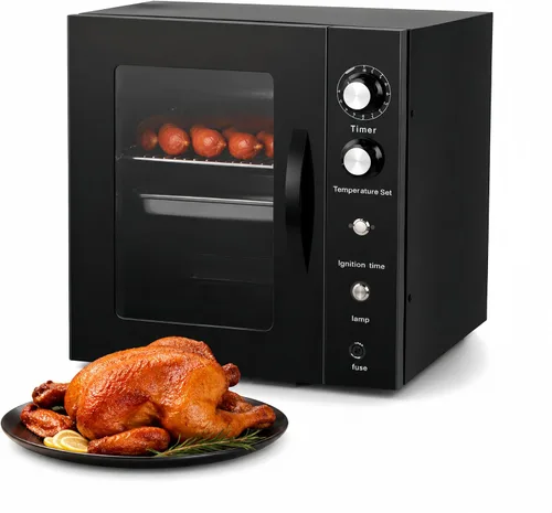 Clivia Ahumador eléctrico vertical para barbacoa de 10 litros, parrilla ahumadora 86.0-230.0 °F/800W, parrilla cuadrada resistente para barbacoa,