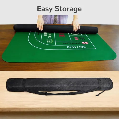 Miniatura 5 de Alfombra de mesa para dados de casino impermeable mejorada de 1,78 m x 0,89 m con bolsa de transporte, cubierta antideslizante de goma para juego