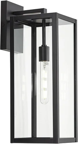 Miniatura 7 de John Timberland Titan - Lámpara de pared industrial moderna para exteriores, metal negro místico, 20 pulgadas, vidrio transparente, húmedo