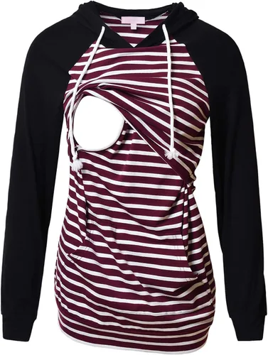 Miniatura 13 de Bhome Camisa de lactancia de manga larga con capucha para lactancia materna