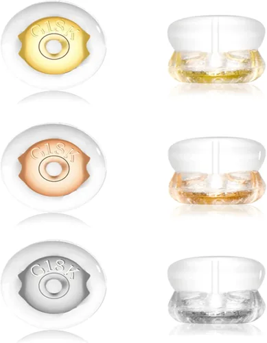 Miniatura 7 de Parte trasera de aretes, de silicona de oro de 18 quilates para tachuelas/orejas caídas, bloqueo seguro para aretes pesados, no irrita