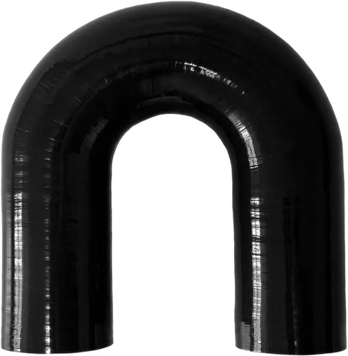 Manguera de acoplamiento de silicona con forma de curva en U de 180 grados, 1.75 pulgadas de diámetro interior (45mm), tubo de codo de silicona Negro