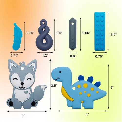 Miniatura 7 de Collares Masticables para Niños Sensoriales, Juguetes Sensoriales para Niños con Autismo, TDAH, TEP, Paquete de 6 Collares Masticables para Alivio