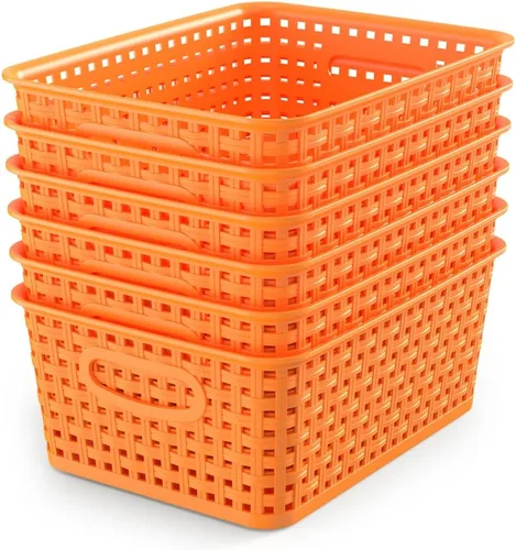 Miniatura 21 de WYT Cesta organizadora de almacenamiento tejida, paquete de 6 cestas de tejido de plástico negro, 10.1 x 7.55 x 4.1 pulgadas