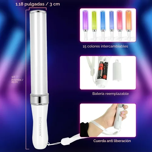 Miniatura 4 de Varillas incandescentes LED reutilizables (paquete de 2) con 15 modos multicolor, manual y automático, equipados con barras LED alimentadas por